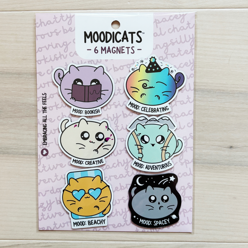 six cat mood magnets