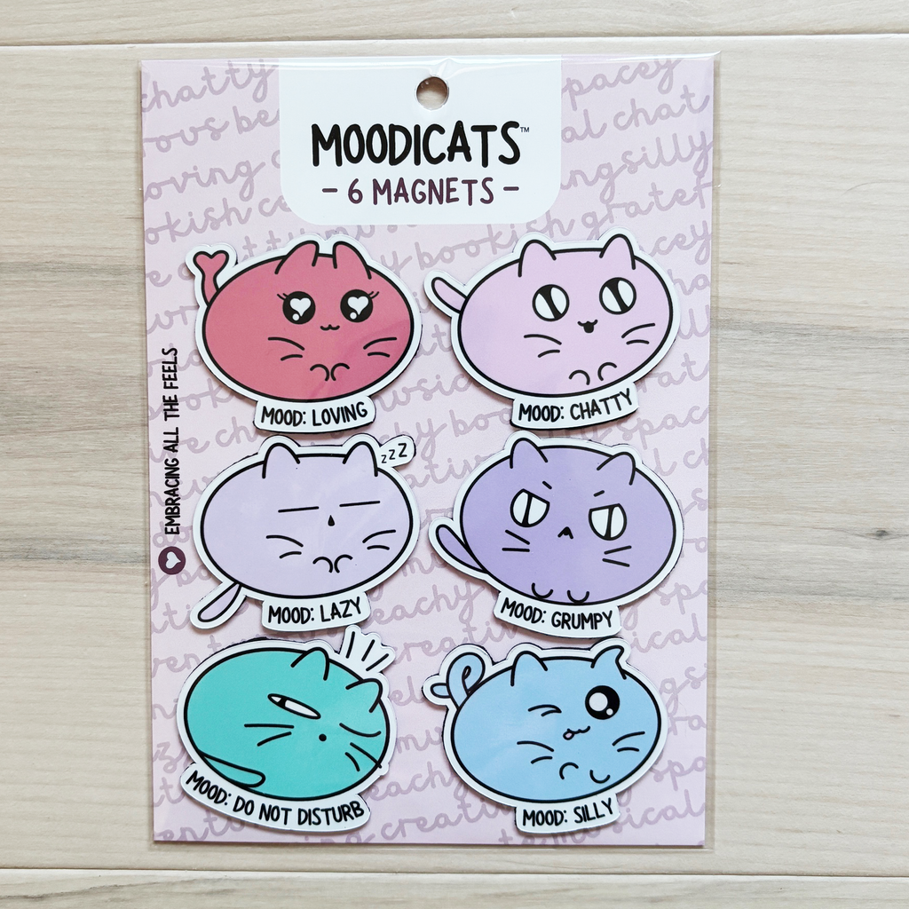 six cat mood magnets